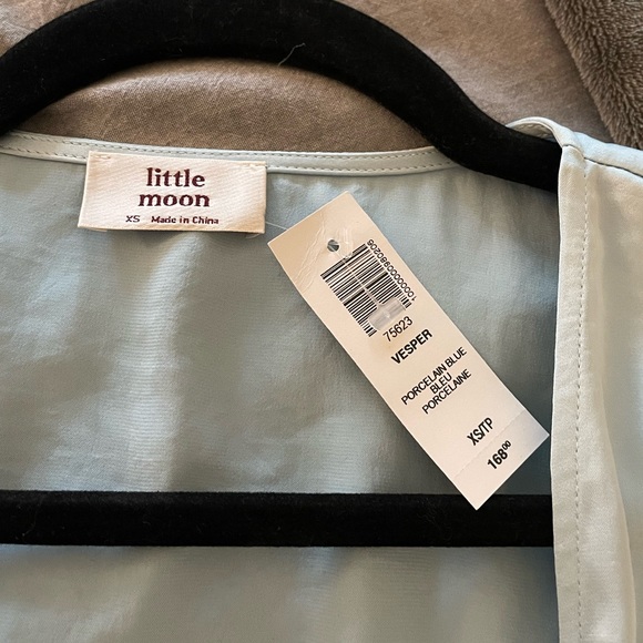 Brand New With Tags Aritzia Blue Satin Wrap Dress - Picture 7 of 9